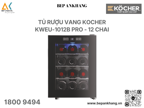 Tủ rượu vang Kocher - KWEU-1012B PRO - 12 chai